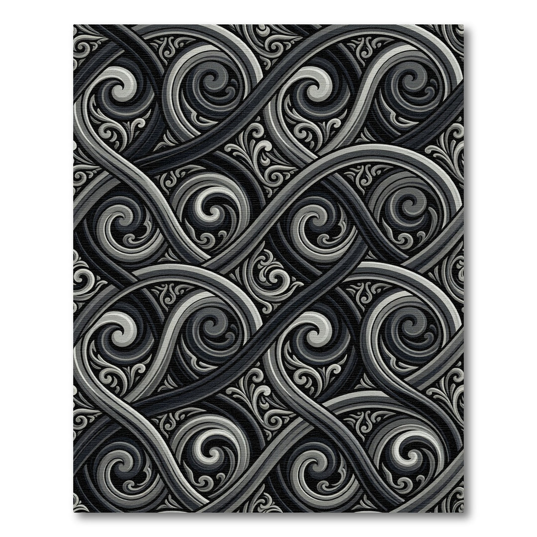 Monochromatic Swirl Interlocking Scroll Rug