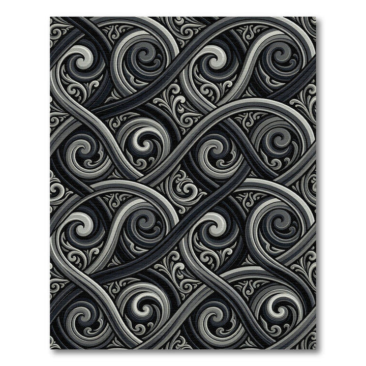 Monochromatic Swirl Interlocking Scroll Rug