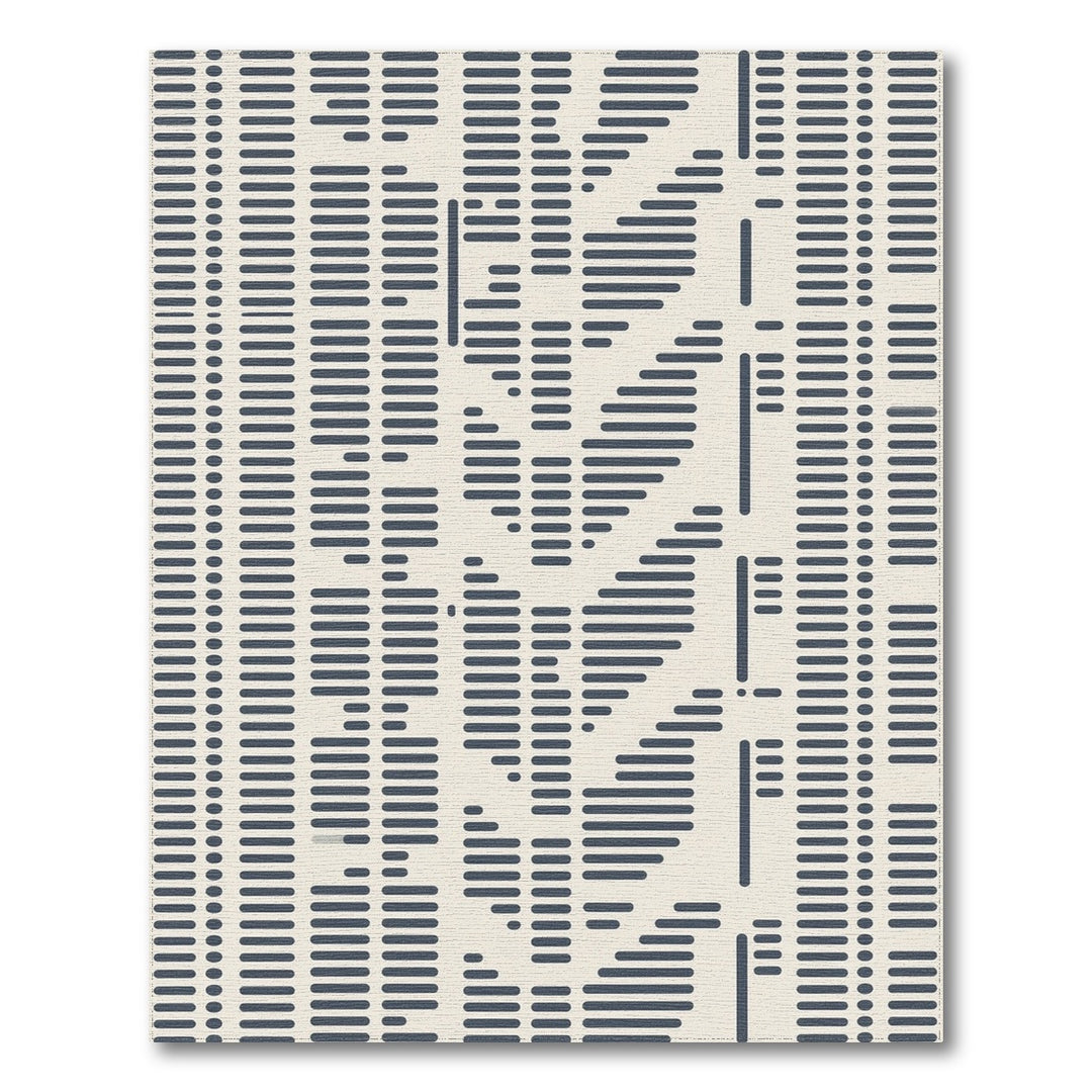 Blue and Teal Blue Geometric Lines Area Rug