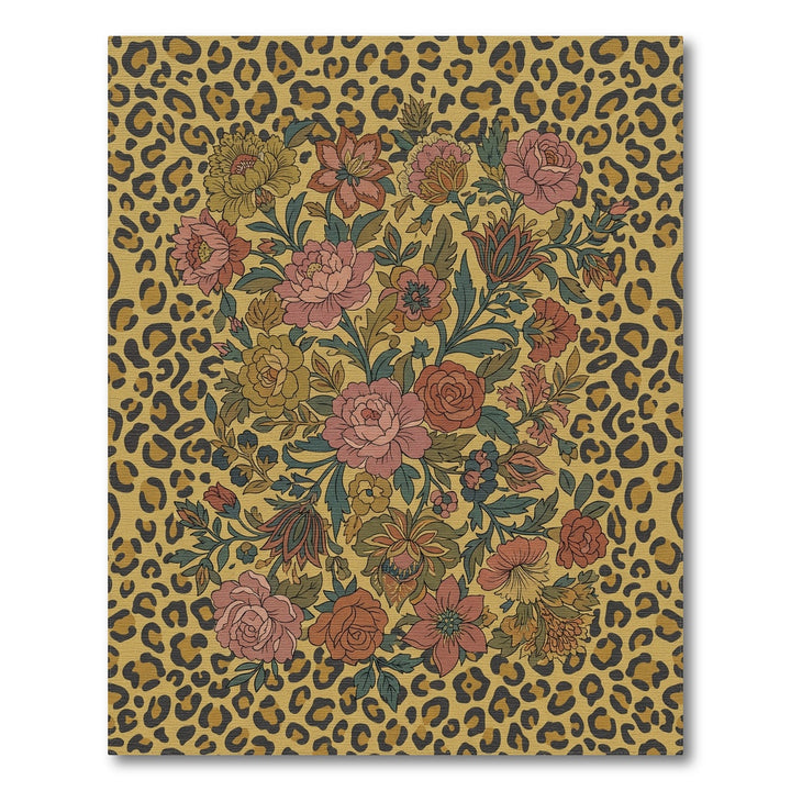 Vintage Floral Leopard Border Rug