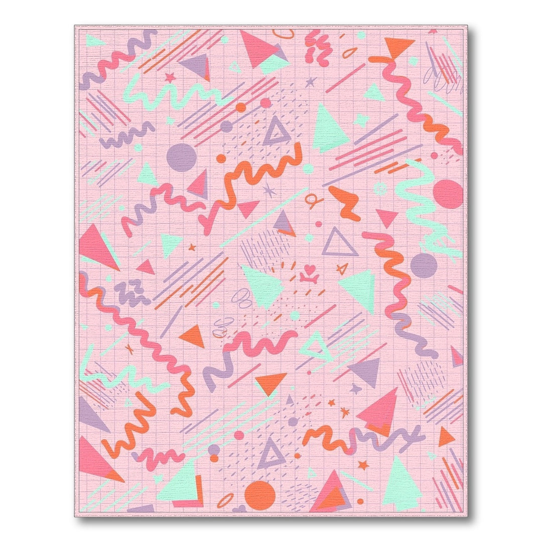 Pink Geometric Kids Area Rug