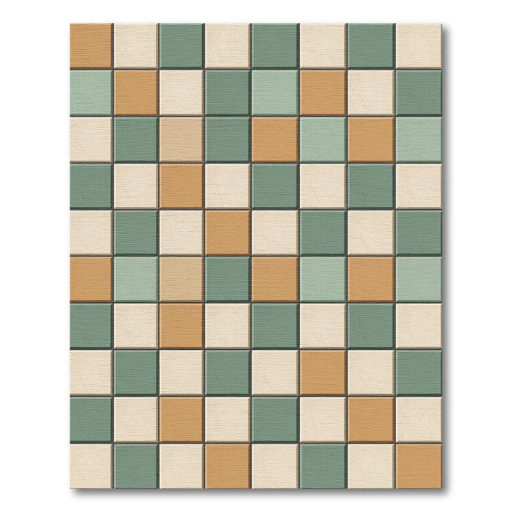 Checkerboard Terra Cotta Sage Rug