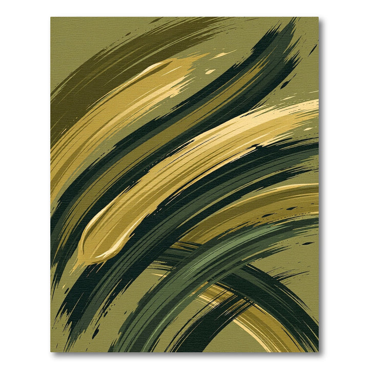 Olive Green Brush Stroke Swirl Rug