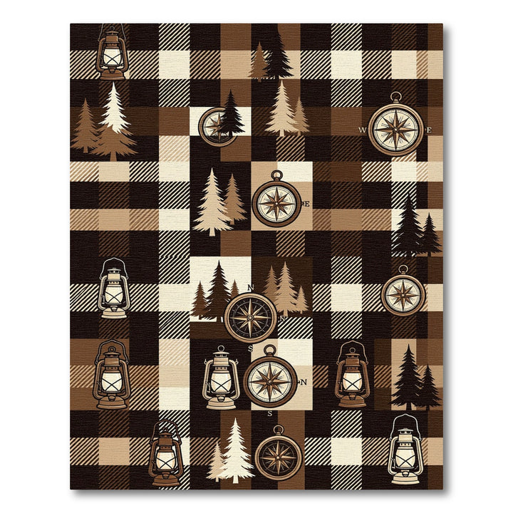 Rustic Woodland Lanterns Compasses Rug