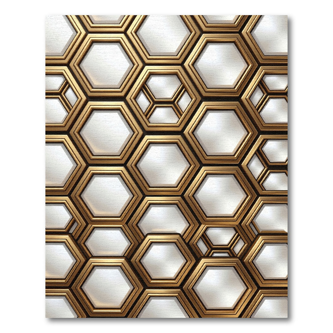 Golden Hexagon Geometric Texture Rug