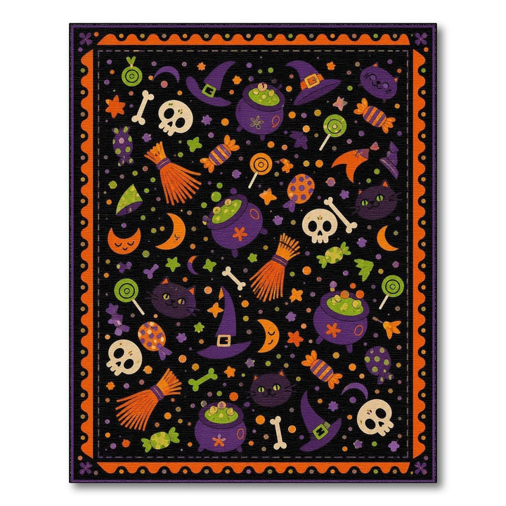 Halloween Witch Cats Multi-Color Area Rug
