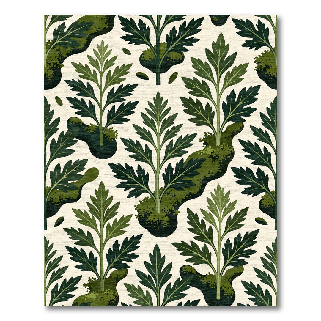 Green Leafy Foliage Artful Arrangement Rug