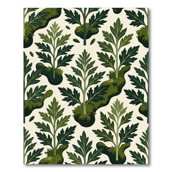 Green Leafy Foliage Artful Arrangement Rug