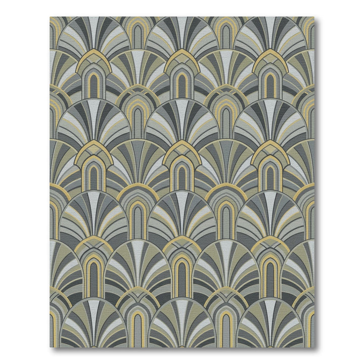 Gray Golden Fan Arch Rug