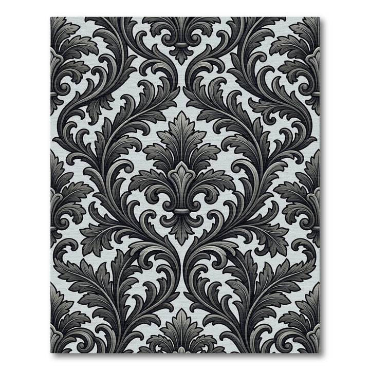 Dark Gray Baroque Damask Rug