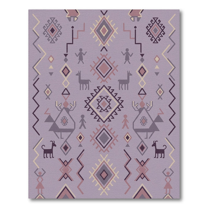Lavender And Crimson Tribal Figures Rug