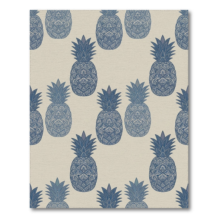Navy Blue Ornate Pineapple Repeat Rug
