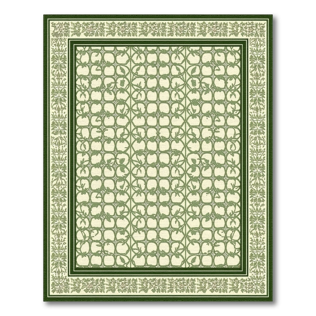 Green Floral Vintage Area Rug