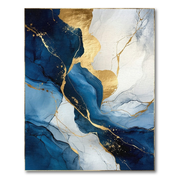 Blue and Teal Navy Blue Gold Marble Abstract Area Rug