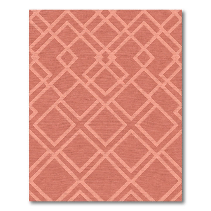 Coral Geometric Diamond Lattice Rug