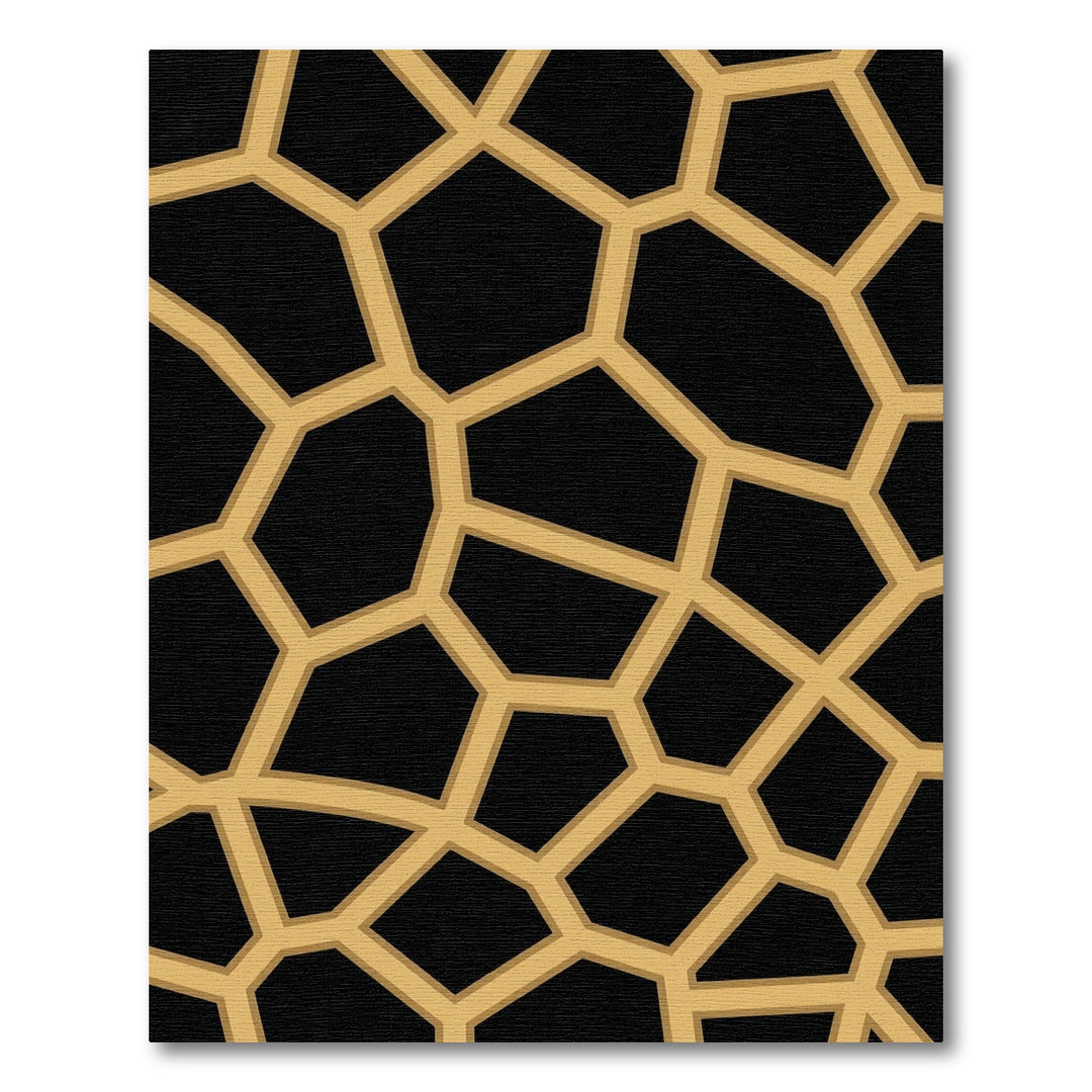 Golden Network Black Geometric Rug