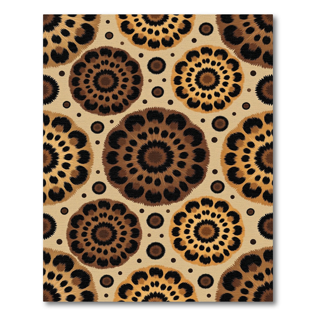 Leopard Spot Medallion Brown Gold Rug