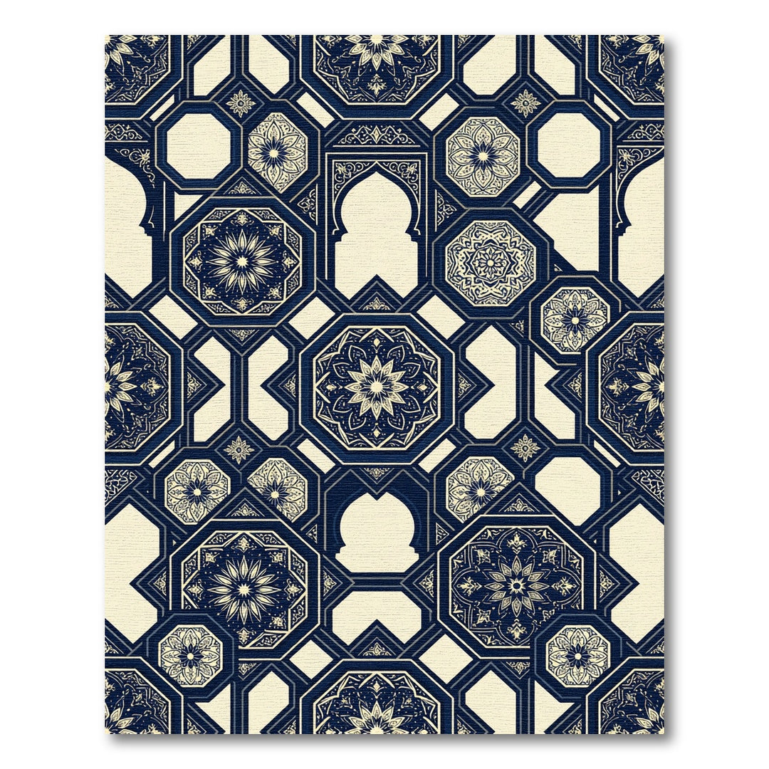 Ornate Cobalt Lattice Medallion Rug