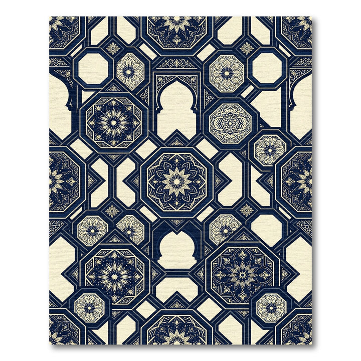Ornate Cobalt Lattice Medallion Rug