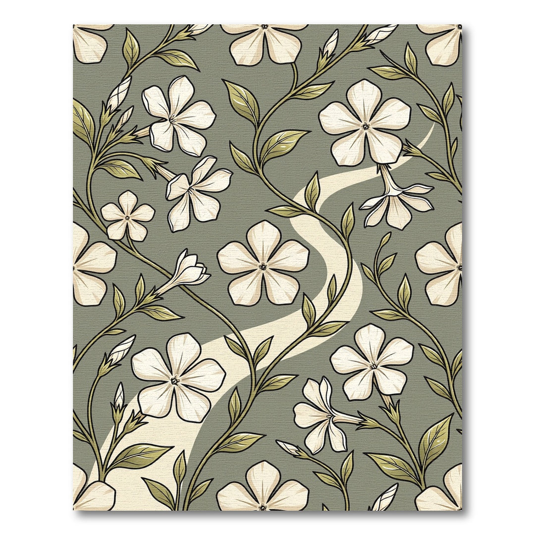 Cream Periwinkle Vine Silhouette Rug