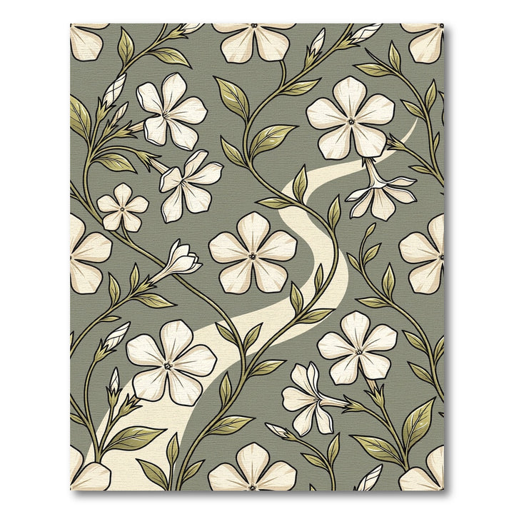 Cream Periwinkle Vine Silhouette Rug
