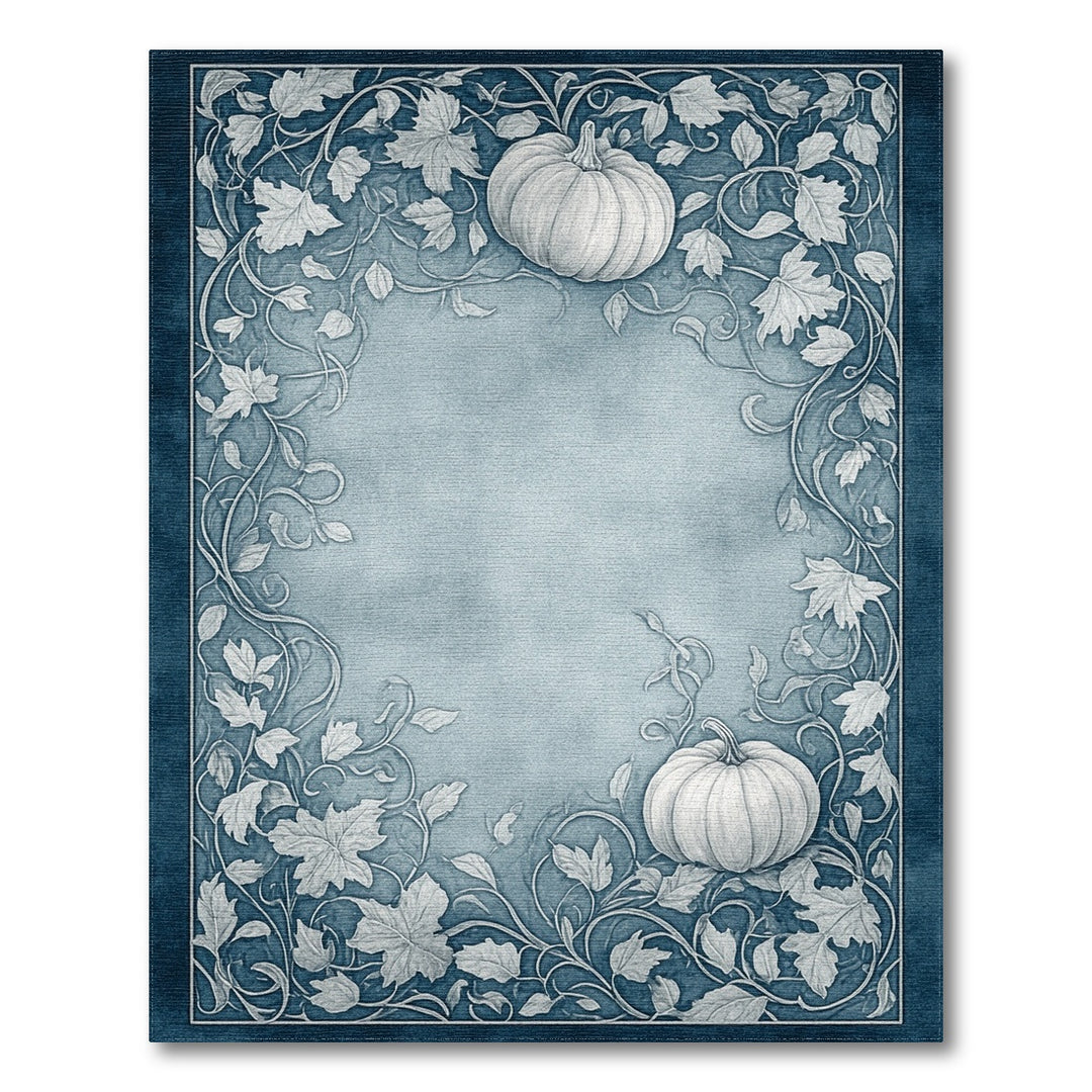 Blue Pumpkin Vine Vintage Area Rug