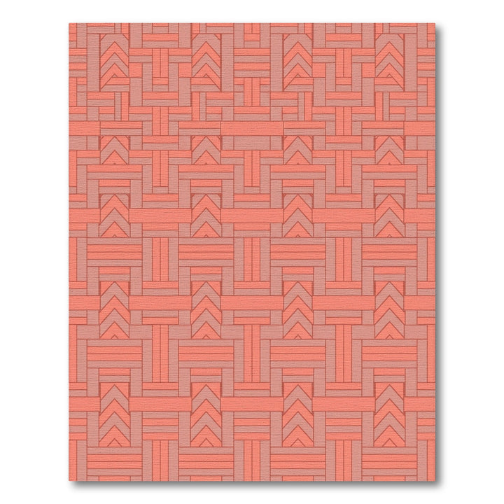 Coral Peach Geometric Interlocking Lines Rug