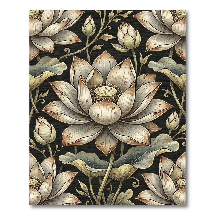 Vintage Lotus Flower Botanical Rug