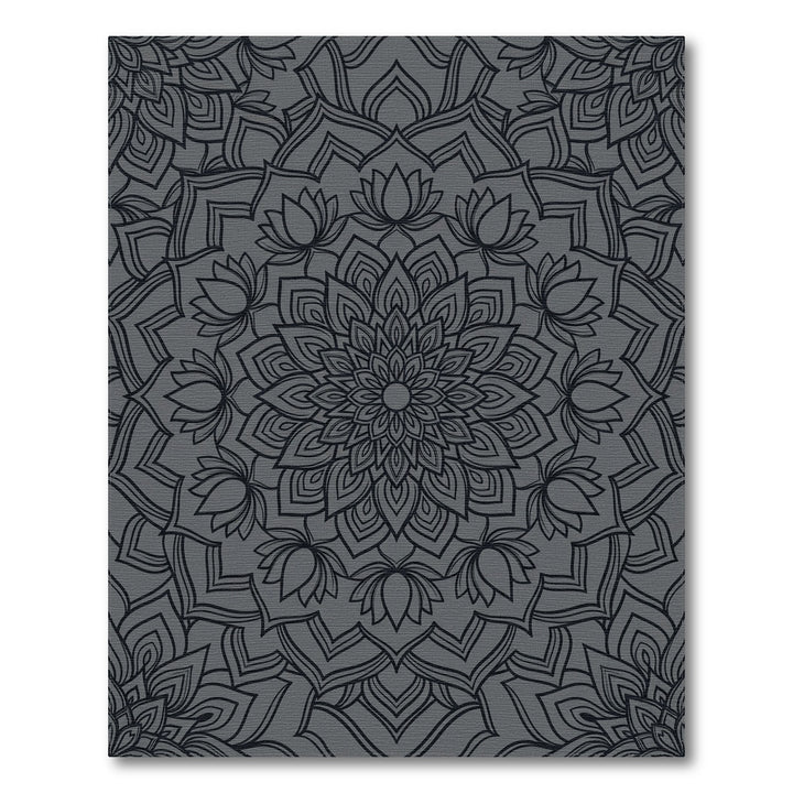 Charcoal Gray Lotus Mandala Rug