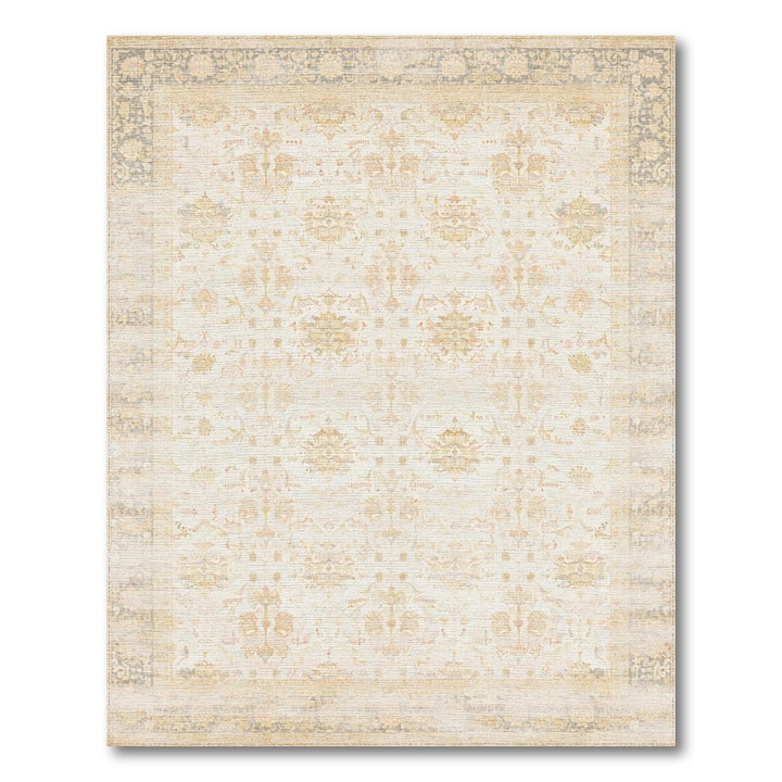Beige Distressed Vintage Persian Rug