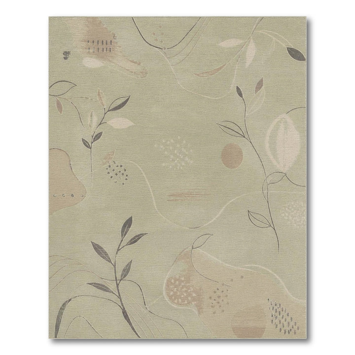 Sage Green Abstract Leaf Area Rug