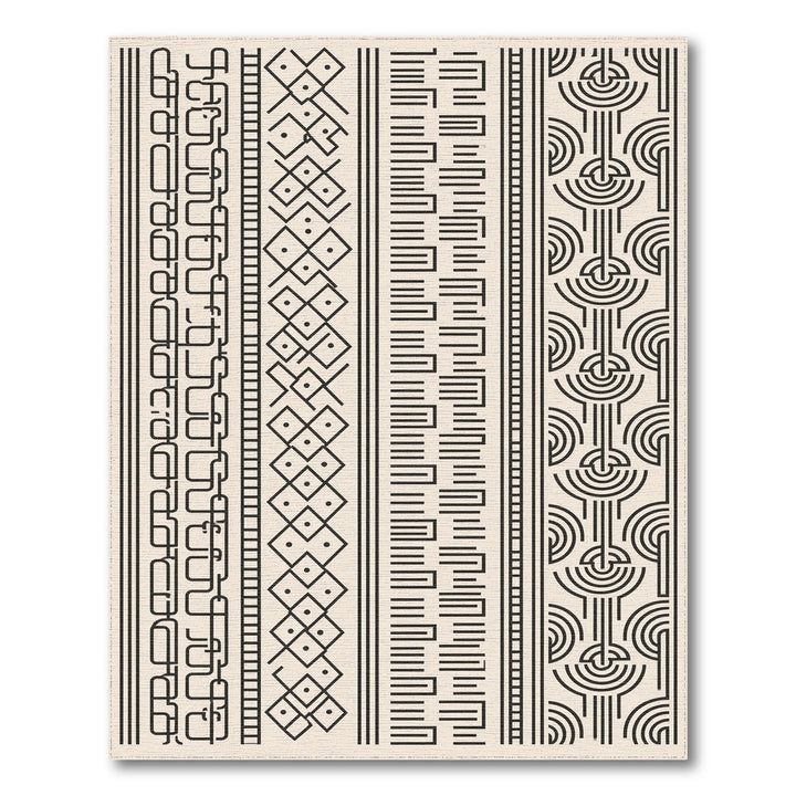 Black White Geometric Striped Area Rug