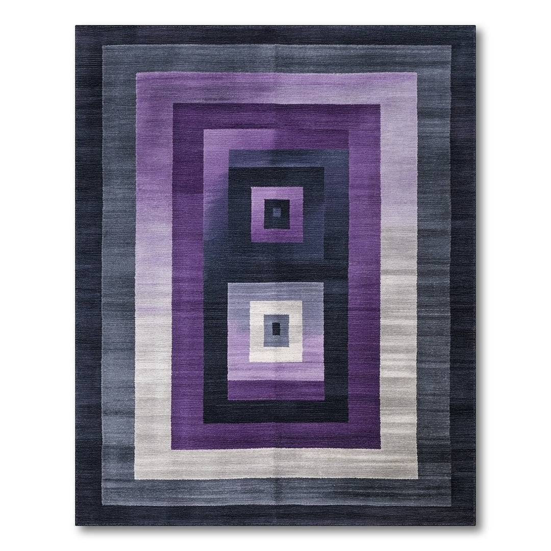 Purple Concentric Geometric Rug