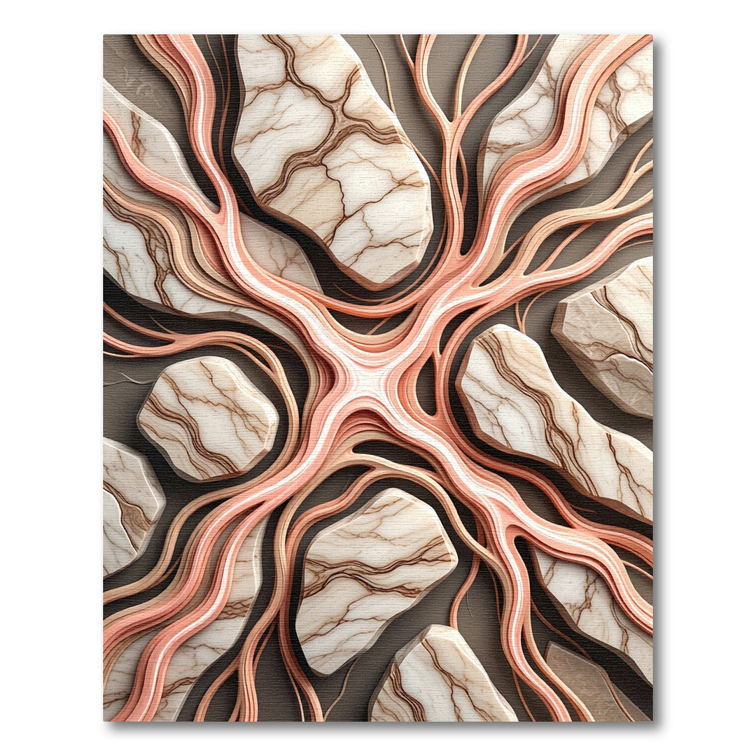Coral Veins Marble Abstract Organic Rug