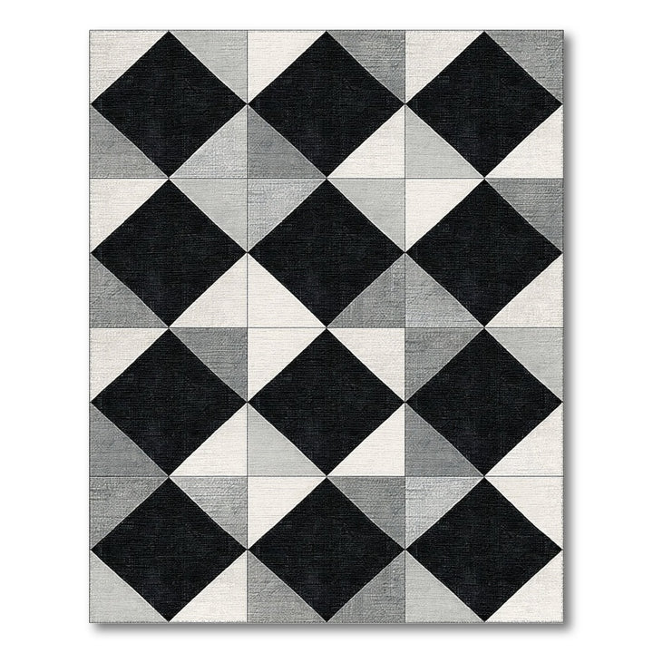 Black White Geometric Diamond Area Rug