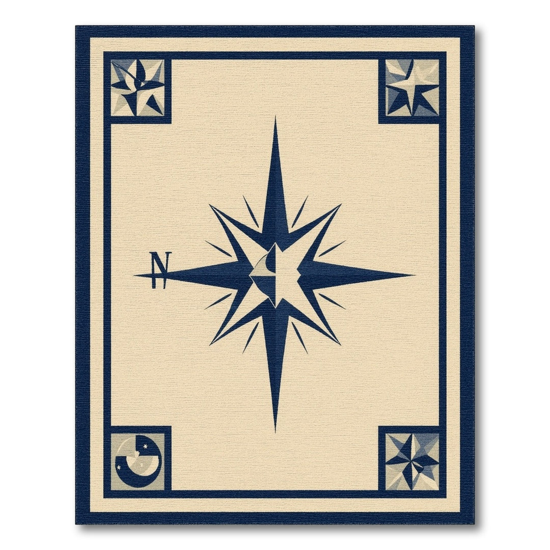 Navy Compass Star Area Rug