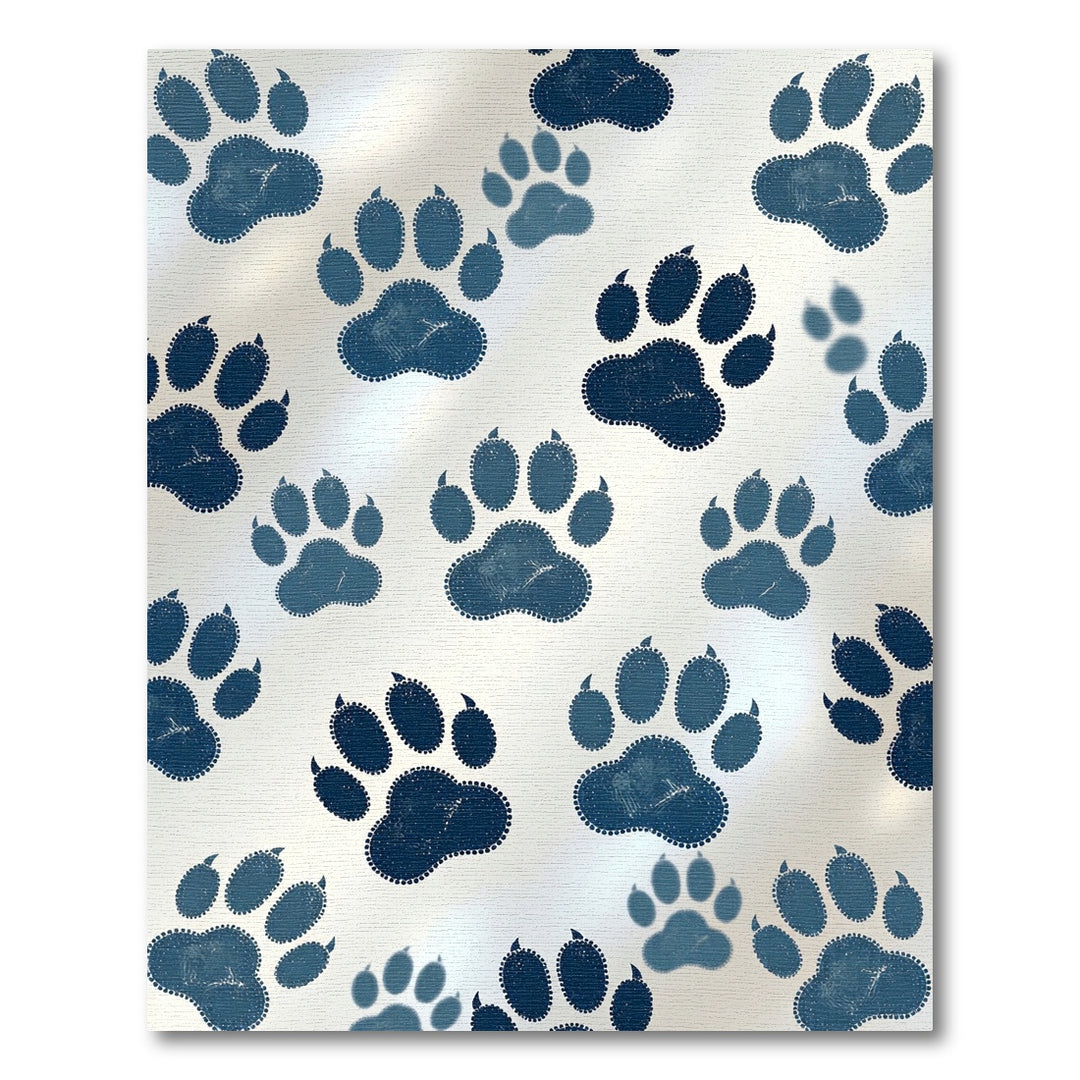 Deep Blue Paw Print Scatter Rug