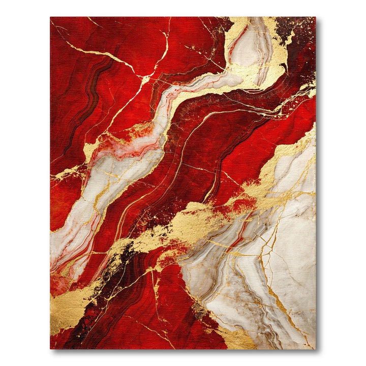 Red Gold Marble Abstract Area Rug