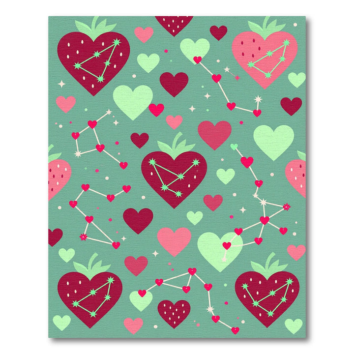 Whimsical Strawberry Constellation Hearts Rug