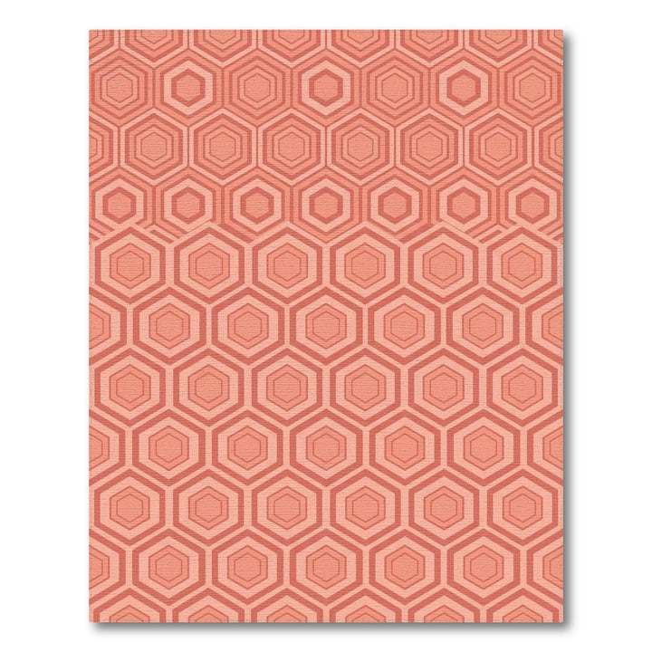 Coral Graduated Hexagon Overlay Rug