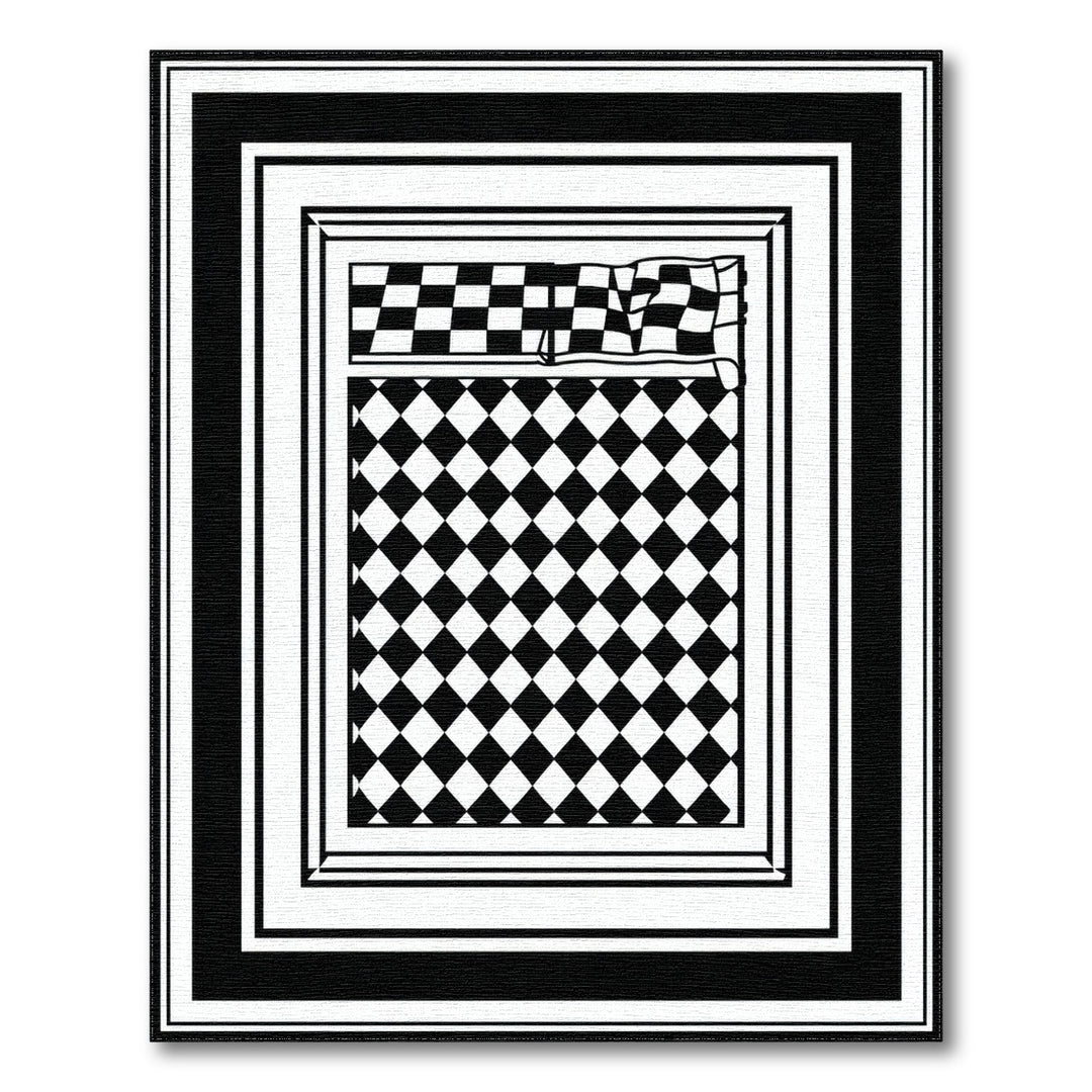 Black White Checkered Diamond Area Rug