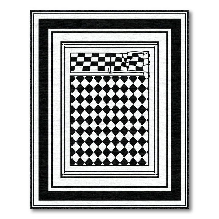 Black White Checkered Diamond Area Rug