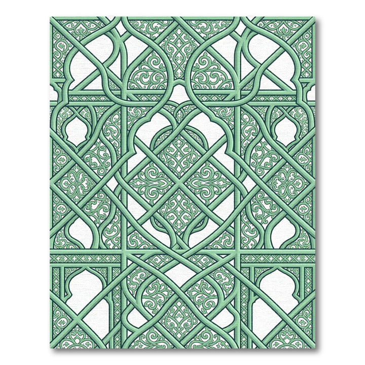 Sage Green Arabesque Intersecting Lattice Rug