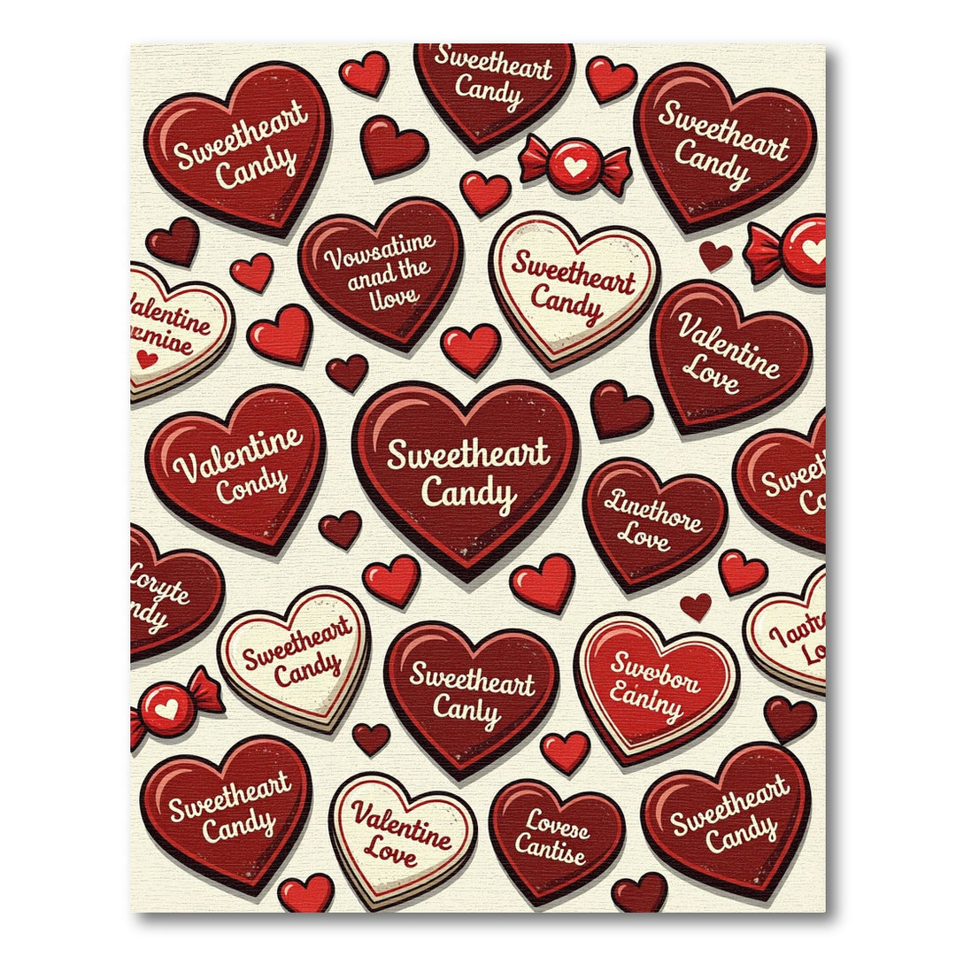 Red Hearts Sweethearts Candies Rug