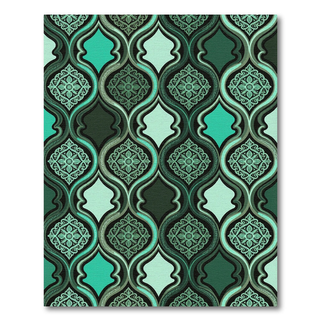 Emerald Arabesque Medallion Lattice Rug