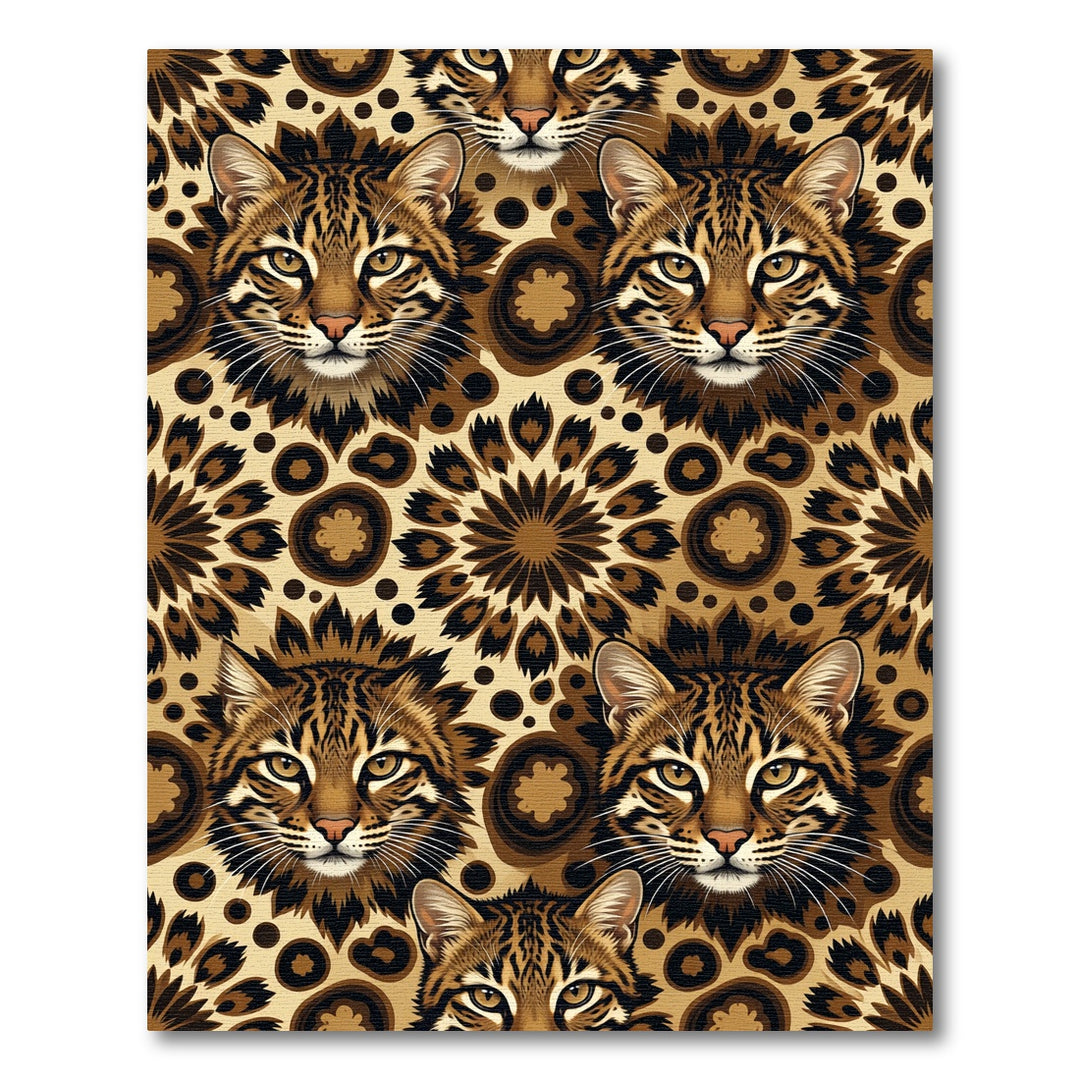 Exotic Ocelot Faces Woodland Rug