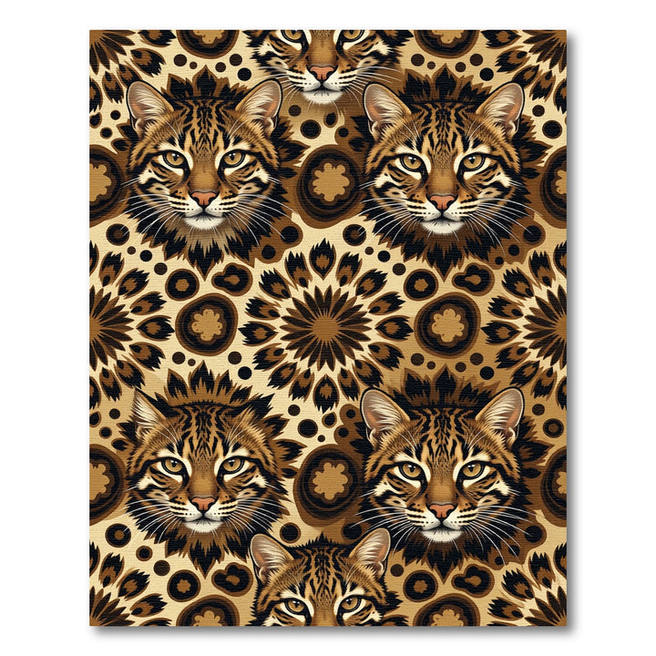 Exotic Ocelot Faces Woodland Rug