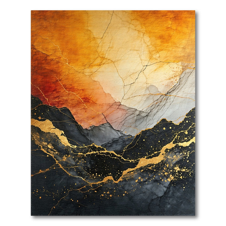 Abstract Gold and Orange Area Rug