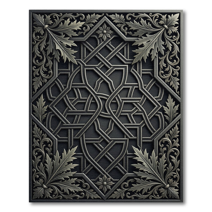 Elaborate Silver Foliage Geometric Interlace Rug