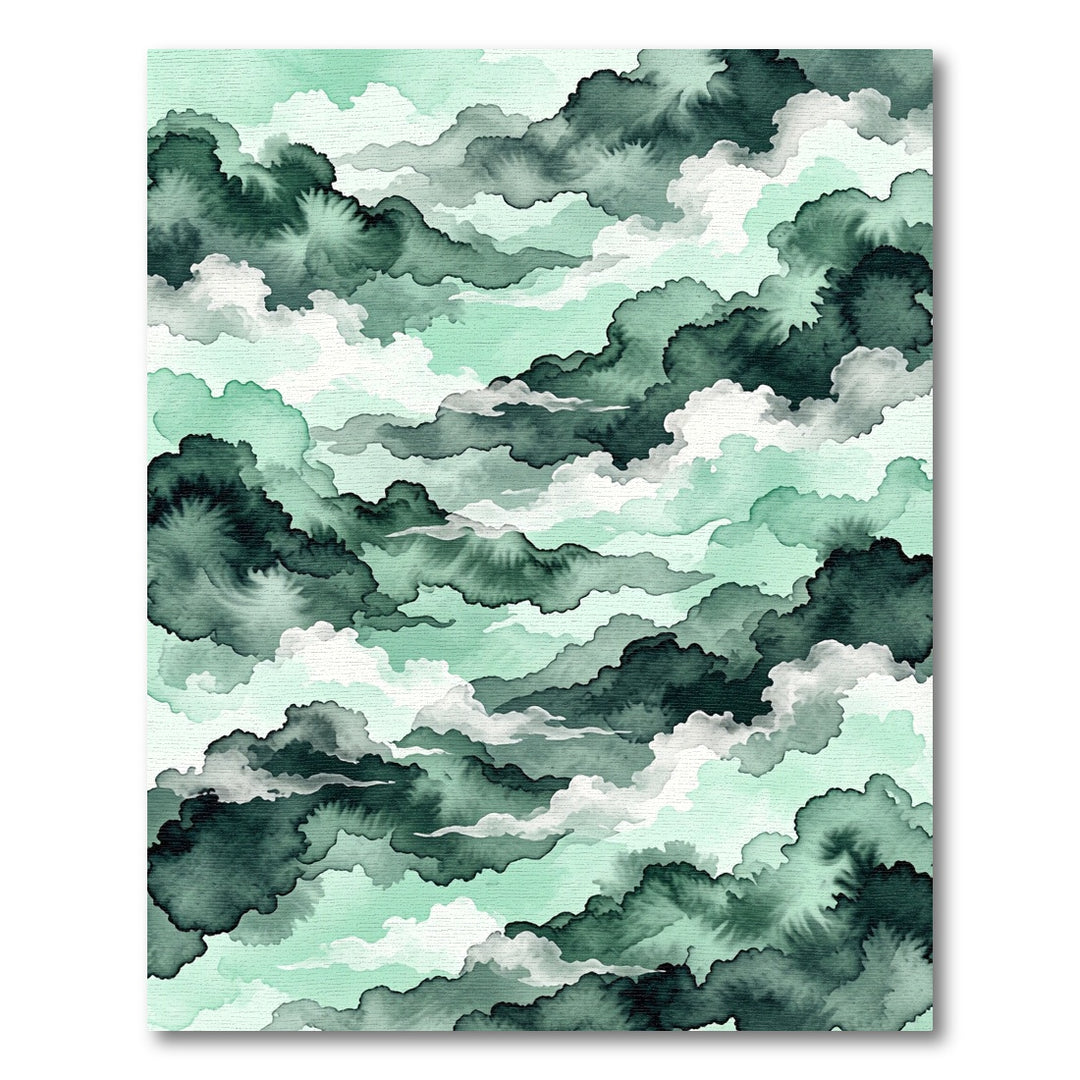 Deep Teal Clouds Abstract Wash Rug